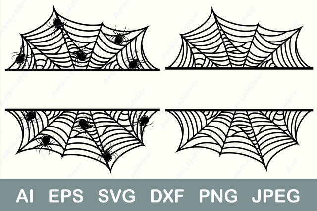 Halloween split monogram svg, Spiderweb monogram svg SVG AnastasiyaArtDesign 