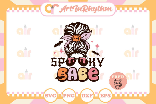 Halloween Spooky Babe / Messy Bun svg SVG Artinrhythm shop 