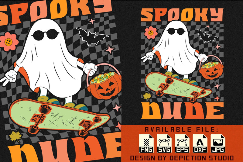 Halloween Spooky Diude Ghost T-Shirt Print Template Sketch DESIGN Depiction Studio 
