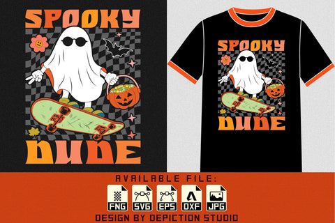 Halloween Spooky Diude Ghost T-Shirt Print Template Sketch DESIGN Depiction Studio 