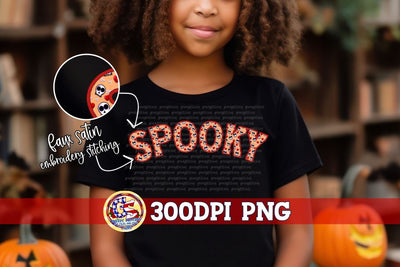 Halloween Spooky Faux Embroidery Stitched Applique PNG Sublimation Greedy Stitches 
