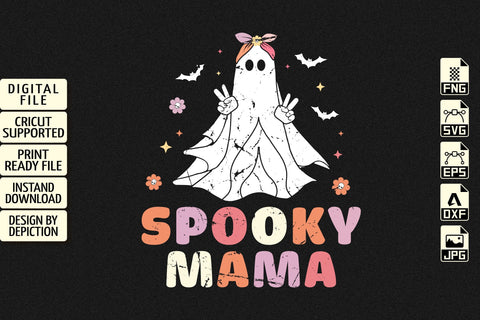 Halloween Spooky Mama T-Shirt, Ghost Shirt, Halloween Mom Shirt Print Template Sketch DESIGN Depiction Studio 