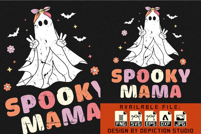 Halloween Spooky Mama T-Shirt, Ghost Shirt, Halloween Mom Shirt Print Template Sketch DESIGN Depiction Studio 
