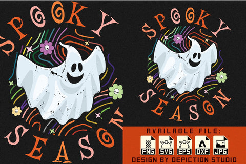 Halloween Spooky Season T-Shirt, Halloween Shirt, Ghost Shirt Print Template Sketch DESIGN Depiction Studio 