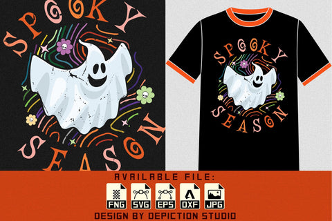 Halloween Spooky Season T-Shirt, Halloween Shirt, Ghost Shirt Print Template Sketch DESIGN Depiction Studio 