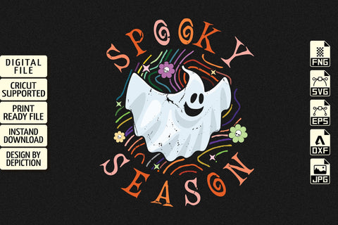 Halloween Spooky Season T-Shirt, Halloween Shirt, Ghost Shirt Print Template Sketch DESIGN Depiction Studio 