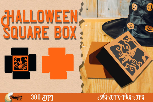 Halloween Square Box SVG . Halloween design SVG. 3D Paper Evgenyia Guschina 