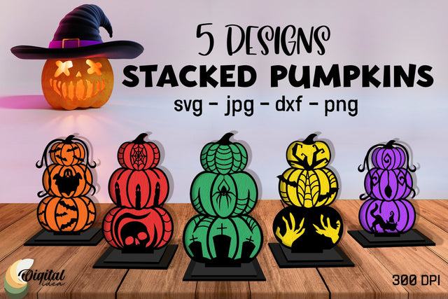 Halloween stacked pumpkins Bundle. Pumpkin layered Laser Cut SVG Evgenyia Guschina 
