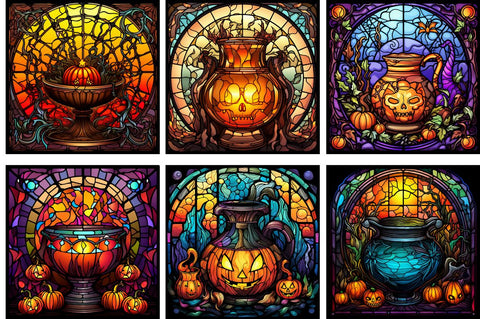 Halloween Stained Glass Cauldron bundle Sublimation Regulrcrative 