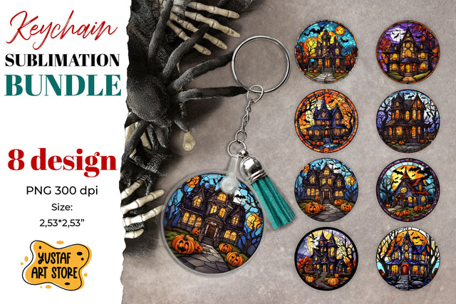 Halloween Stained glass Keychain sublimation bundle. Sublimation Yustaf Art Store 