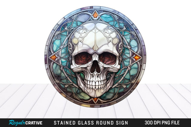 Halloween Stained Glass Skull Sublimation Regulrcrative 