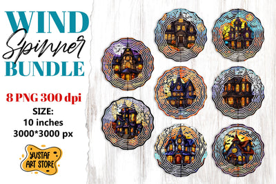 Halloween Stained glass wind spinner sublimation bundle Sublimation Yustaf Art Store 