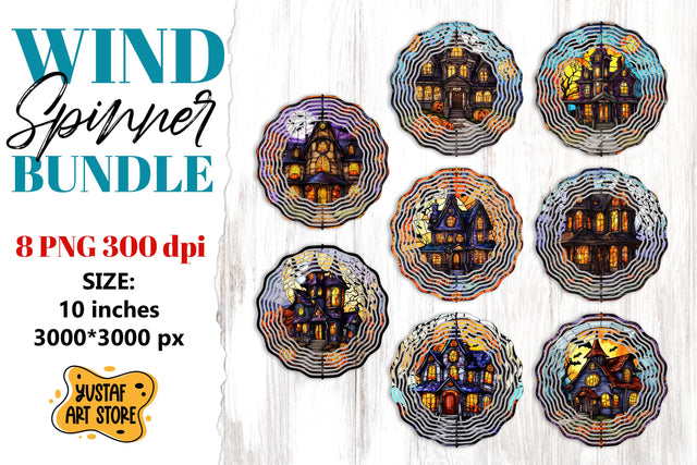 Halloween Stained glass wind spinner sublimation bundle Sublimation Yustaf Art Store 
