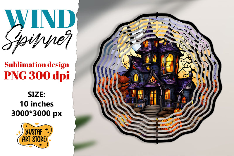 Halloween Stained glass wind spinner sublimation design Sublimation Yustaf Art Store 