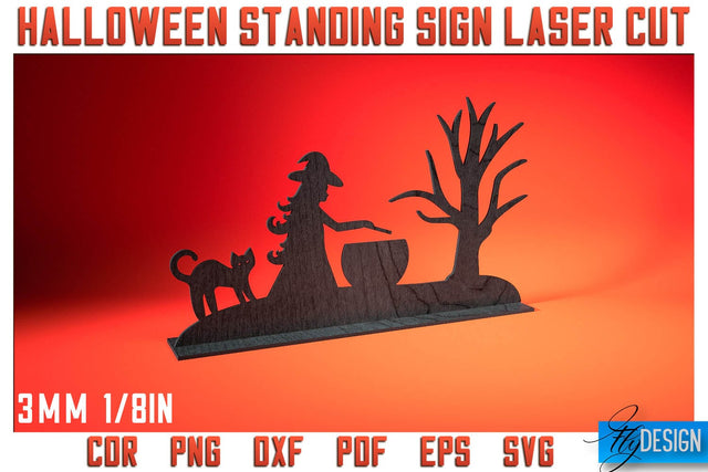 Halloween Standing Sign Laser Cut SVG | Spooky Sign Laser Cut SVG Design | CNC Files SVG Fly Design 