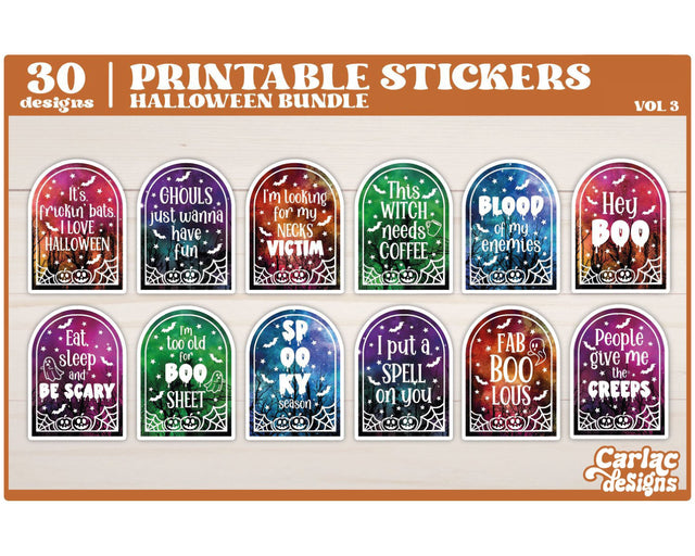Halloween Sticker Bundle | Halloween Stickers | Vol 3 Sublimation Carla C Designs 
