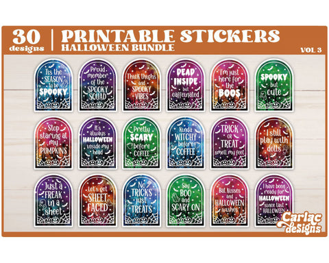Halloween Sticker Bundle | Halloween Stickers | Vol 3 Sublimation Carla C Designs 