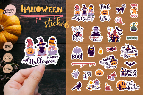 Halloween sticker pack, aesthetic sticker bundle, print cut Sublimation Klava P 