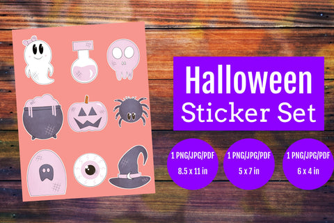 Halloween Sticker Sheet | Halloween Stickers Sublimation Angel Lynne Designs 