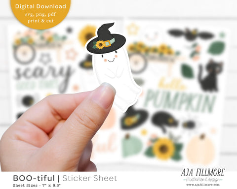 Halloween Sticker Sheet SVG Aja Nicole Designs 