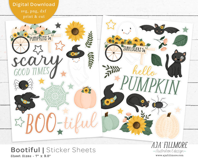 Halloween Sticker Sheet SVG Aja Nicole Designs 