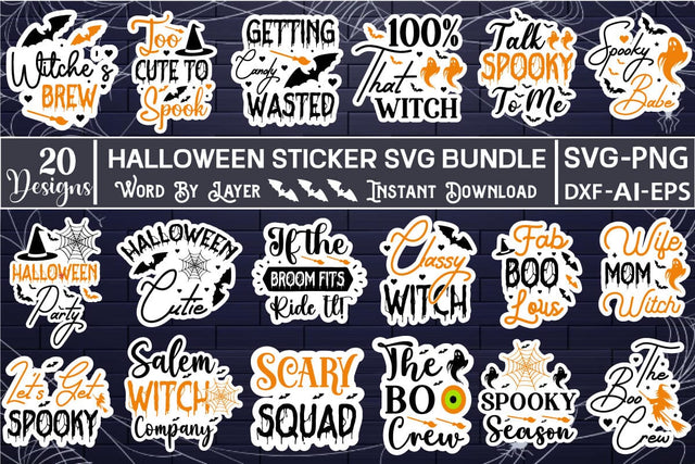 Halloween Sticker SVG Bundle Sticker SVG SVGs,Quotes and Sayings,Food & Drink,On Sale, Print & Cut SVG DesignPlante 503 