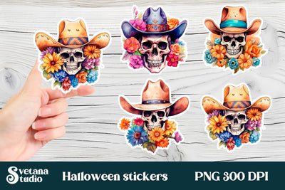 Halloween stickers | Printable skull flower stickers Sublimation Svetana Studio 