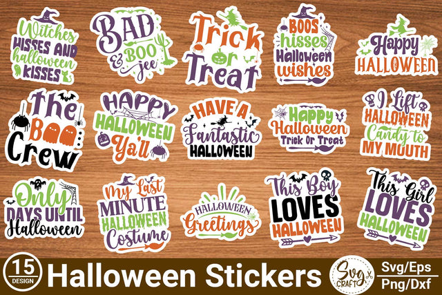 Halloween Stickers SVG Bundle. Halloween SVG, Halloween Boo Circuit files, Halloween Stickers Craft Bundle SVG Svgcraft 