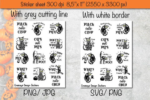 Halloween stickers SVG, Halloween Sticker bundle, Sticker sheet Black Cat SVG Createya Design 
