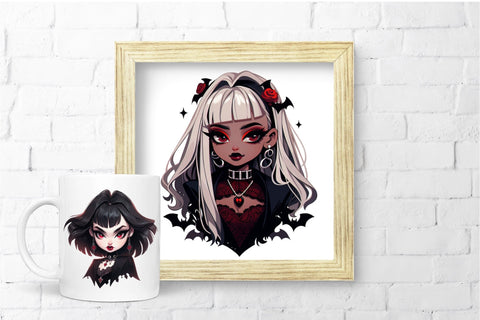 Halloween Sublimation Bundle - Gothic Girl Clipart PNG Sublimation OrangeBrushStudio 