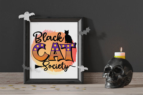 Halloween Sublimation Design, Black Cat Society Sublimation CraftLabSVG 