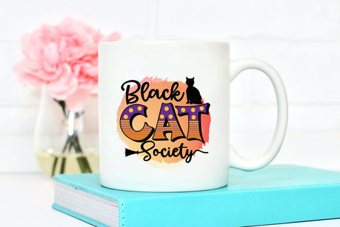 Halloween Sublimation Design, Black Cat Society Sublimation CraftLabSVG 
