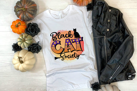 Halloween Sublimation Design, Black Cat Society Sublimation CraftLabSVG 