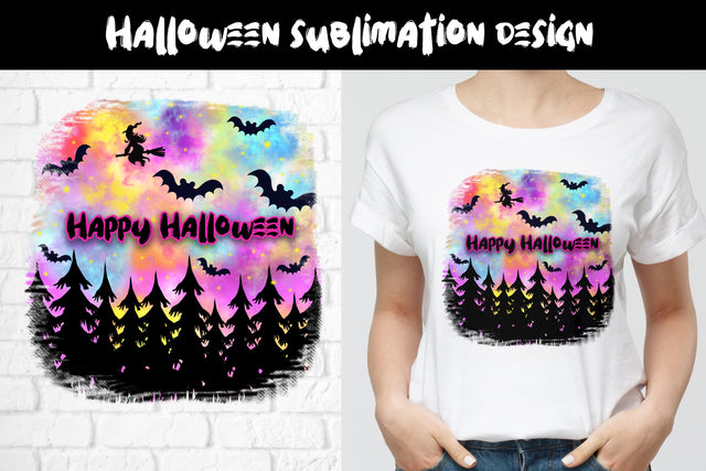 Halloween sublimation design flying witch, Happy Halloween Sublimation Svetana Studio 