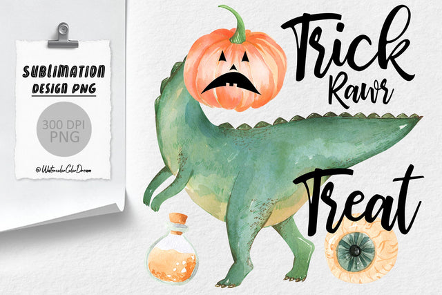 Halloween Sublimation Dinosaur Sublimation WatercolorColorDream 