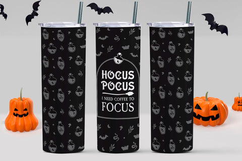 Halloween sublimation tumbler, Hocus Pocus i need coffee to focus Sublimation KMarinaDesign 