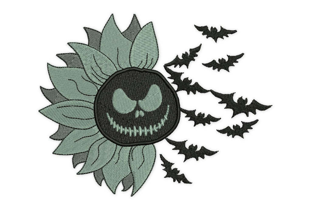 Halloween Sunflower Embroidery Design, Scary spooky Flower embroidery ...