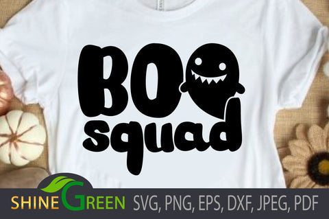 Halloween SVG Boo Squad Cute Ghost for Cricut, Sublimation SVG Shine Green Art 