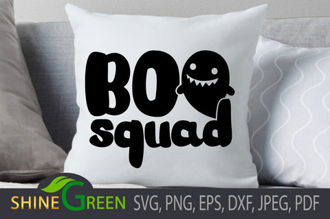 Halloween SVG Boo Squad Cute Ghost for Cricut, Sublimation SVG Shine Green Art 