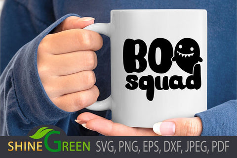 Halloween SVG Boo Squad Cute Ghost for Cricut, Sublimation SVG Shine Green Art 