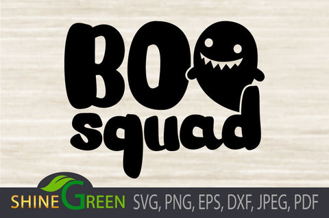 Halloween SVG Boo Squad Cute Ghost for Cricut, Sublimation SVG Shine Green Art 