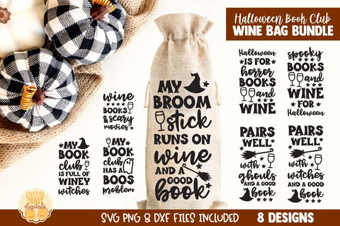 Halloween SVG | Book Club Halloween Wine Bag SVG Bundle SVG Cheese Toast Digitals 