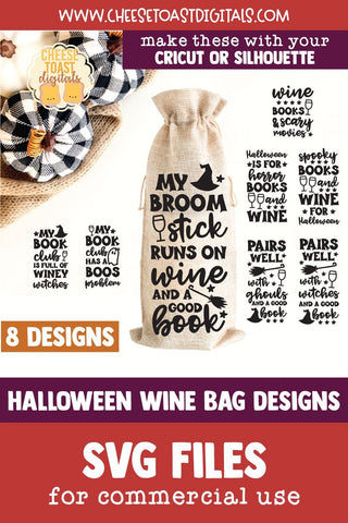 Halloween SVG | Book Club Halloween Wine Bag SVG Bundle SVG Cheese Toast Digitals 