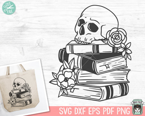 Halloween SVG, Books SVG, Skull svg, Mystical svg, Reading SVG, Floral Book svg, Book Lover svg, Flower Book svg, Librarian svg, Teacher svg SVG Wild Pilot 