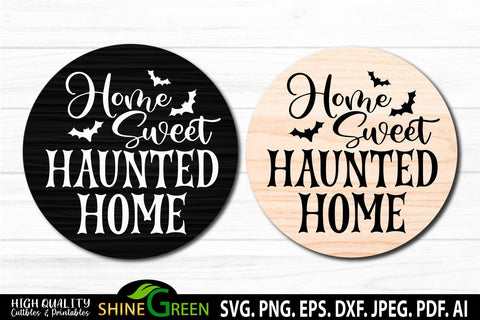 Halloween SVG Bundle - 10 Round Wood Signs for Home, Farmhouse SVG Shine Green Art 
