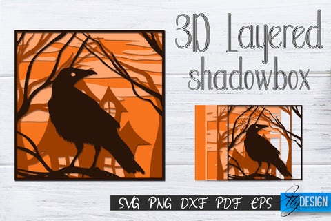 Halloween SVG Bundle. 3D Layered Halloween. Shadowbox. Skull SVG Fly Design 