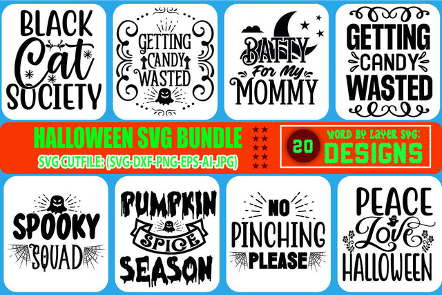 Halloween SVG Bundle, fall svg, witch svg, pumpkin svg, ghost svg, witch hat svg, trick or treat svg, svg designs, svg quotes, svg sayings SVG Blessedprint 