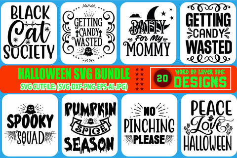 Halloween SVG Bundle, fall svg, witch svg, pumpkin svg, ghost svg, witch hat svg, trick or treat svg, svg designs, svg quotes, svg sayings SVG Blessedprint 
