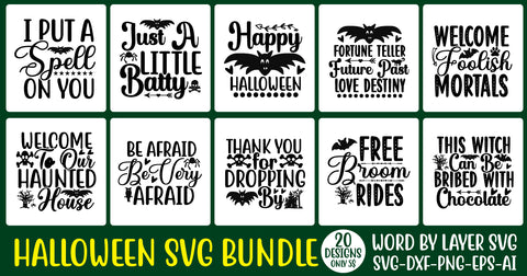 Halloween SVG Bundle, fall svg, witch svg, pumpkin svg, ghost svg, witch hat svg, trick or treat svg, svg designs, svg quotes, svg sayings SVG Rafiqul20606 