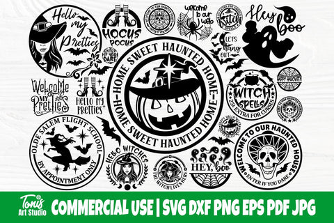 Halloween SVG Bundle, Farmhouse Round Sign Designs SVG TonisArtStudio 